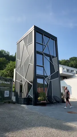 Touring a Vertical Prefab Home know as the DQ Tower. The DQ Tower has 2 bedrooms and 2 bathroom across 3 floors and only requires a footprint of 13 feet by 14 feet. Full video on Youtube!    #modularhomes #prefabhome #manufacturedhomes #mobilehomes #hometour #interiordesign #newhomes #modularhome #hometour #glamping #cottagecore 