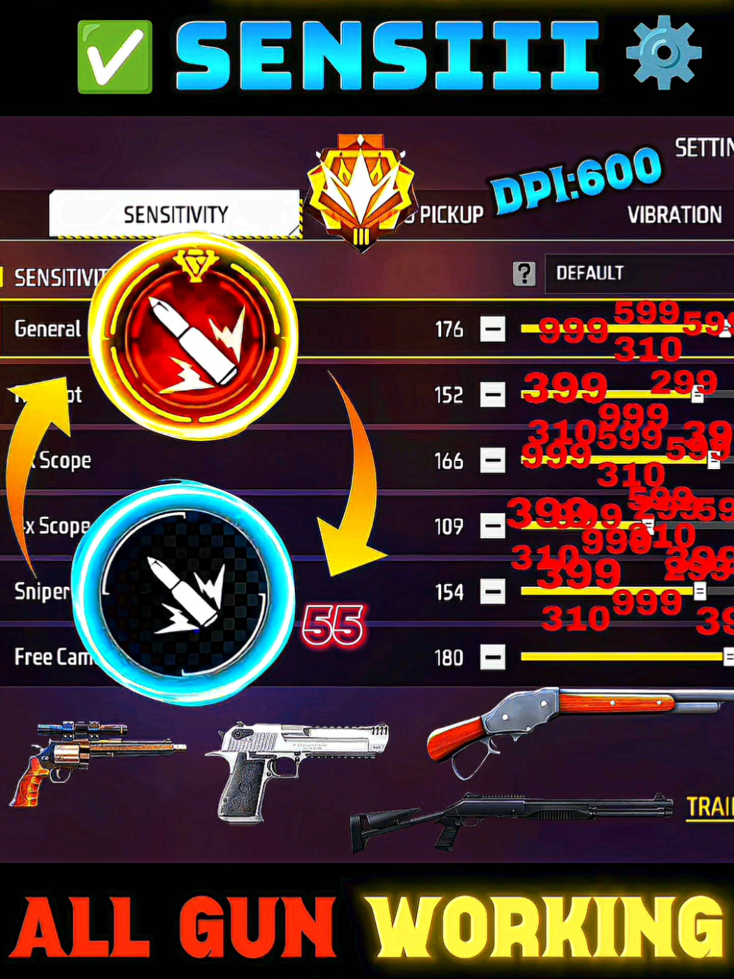 free fire new best sensitivity for all android devices ✅⚙️☠️ #freefire #freefirecontrolsettings #freefiresensivity #ob49updatesensitivitysettings #freefireproplayersettingsin2025 #sensitivitysetting #headshotsetting #freefiresensitivitysettings2025 #foryoupage #fyppppppppppppppppppppppp 