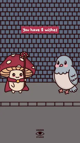 You Have 2 Wishes 🪄  Original Audio: @JakeGoodyear  #wizard #genie #jokes #lawyer #humor #animation #mushroom #bird #understudio