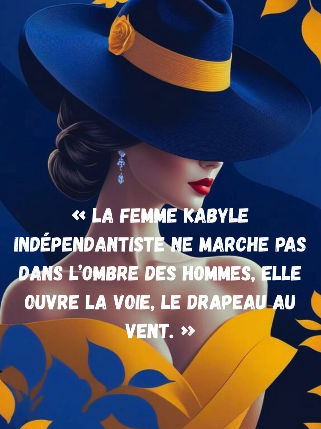 Citations sur la femme kabyle indépendantiste « La femme kabyle indépendantiste ne marche pas dans l’ombre des hommes, elle ouvre la voie, le drapeau au vent. » « Elle porte la robe kabyle comme une armure et le combat de son peuple comme un serment sacré. » « On l’a crue silencieuse, mais sa voix fait trembler les empires. » « La femme kabyle n’attend pas qu’on lui donne la liberté : elle la réclame, elle la construit, elle la défend. » « Nos mères nous ont appris la dignité ; nos sœurs, le courage ; nos filles, l’avenir. » « L’indépendance de la Kabylie naîtra aussi de la force de ses femmes, qui refusent de plier devant l’oubli. » « Elle tisse l’histoire avec ses mains, élève la mémoire avec sa voix et protège l’espoir avec son cœur. » « La femme kabyle n’est pas un symbole, elle est une actrice de notre libération. » « Là où la colonisation voulait effacer la femme kabyle, elle s’est gravée dans le combat. » « Quand une femme kabyle s’engage pour l’indépendance, c’est toute une génération qui se met en marche. »#Tous