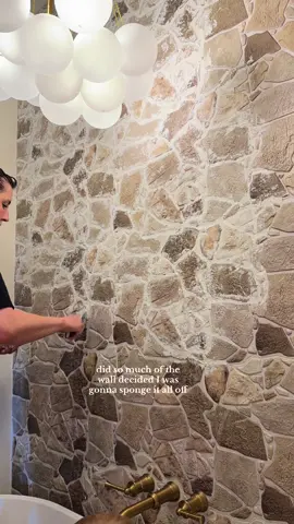 Replying to @Hannah Bixler sorry to keep y’all waiting it’s been an eventful DIY lol. BUT it’s turning out SO GOOD and now I’m in danger of doing this faux stone everywhere in my house.  #DIY #diyhomedecorideas #diyhomeimprovement #diyhomedecor 