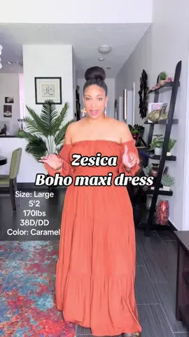 Such a gorgeous and flattering dress 🤎 #zesica #zesicaofficial #bohodress #maxidress #maxidresses #longdress #summerdress #SummerFashion #vacationdress #womenfashion #tiktokshop #tiktokshopfinds #tiktokshopcreatorpicks 