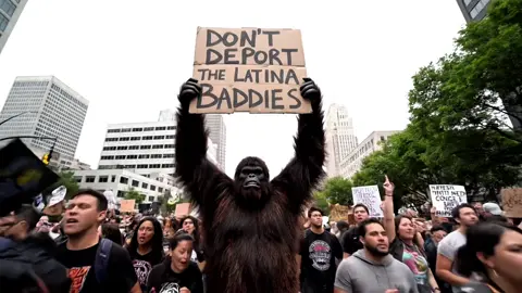 Bigfoot goes to the Saturday protest.  #fyp #bigfoot #Vlog #protests #veo3 