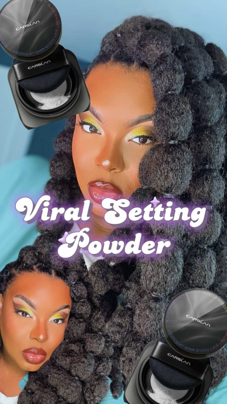 I finally tried the @carslan_us Black Magnet Soft Focus Makeup Powder. The black cap signifies the separation Oily/ Combo Skin🖤 This Powder helps to control oils, is water proof and talc free🖤 I love how finely milled the powder is ✨ along with its long wear. #carslan #carslanpowder #carslanloosepowder #viralsettingpowder #settingpowder #makeup #makeupsetting 