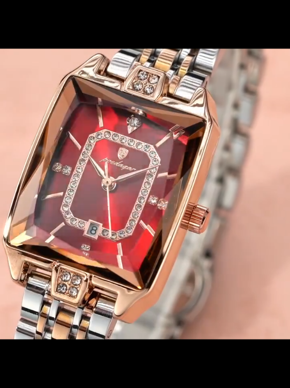 POEDAGAR Relógio Feminino de Luxo Retangular com Diamantes À Prova d'Água Quartzo Aço Inoxidável e Data Relógios #luxo #shopee #relogio #relogiofeminino #quartzo  #diamantes #inoxidavel 