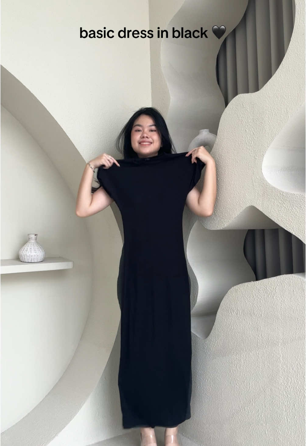 basic dress in black 🖤 #basicfit #knitdress #dresswanita #maxidress #ootdfashion #fyp 