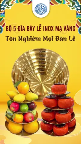 Bộ 5 đĩa inox mạ vàng - Tôn nghiêm mọi đàn lễ 🙏