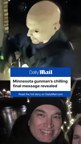 A Minnesota gunman is on the loose after terrifying images showed the alleged killer wearing a creepy Halloween-style mask before launching into a ‘politically motivated assassination.’ However, he sent one last message before the shootings.  Read more on DailyMail.com #minnesota #USA #political #news #crime 