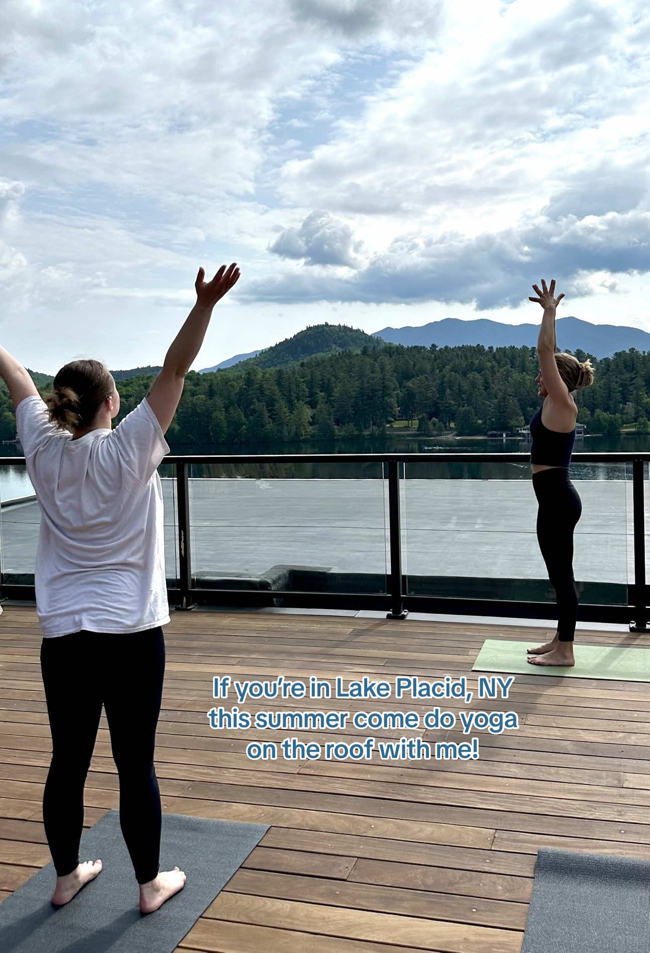 Sundays at 9:30 a.m. on the roof of the Grand Adirondack Hotel in @Lake Placid, see you there? #rooftopyoga #summeryoga #lakeplacid #outdooryoga #yoga #sundayfunday