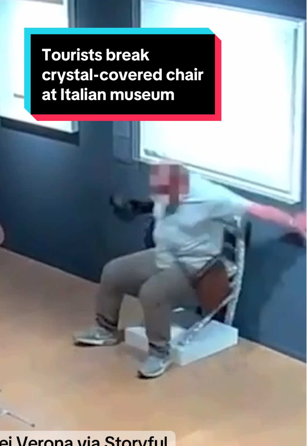 An Italian museum is calling for visitors to respect the art on display after a tourist couple broke a crystal-covered chair before fleeing. The Palazzo Maffei in Verona, Italy, released security video footage this week that shows a man and a woman taking pictures of each other while pretending to sit on Nicola Bolla's so-called 