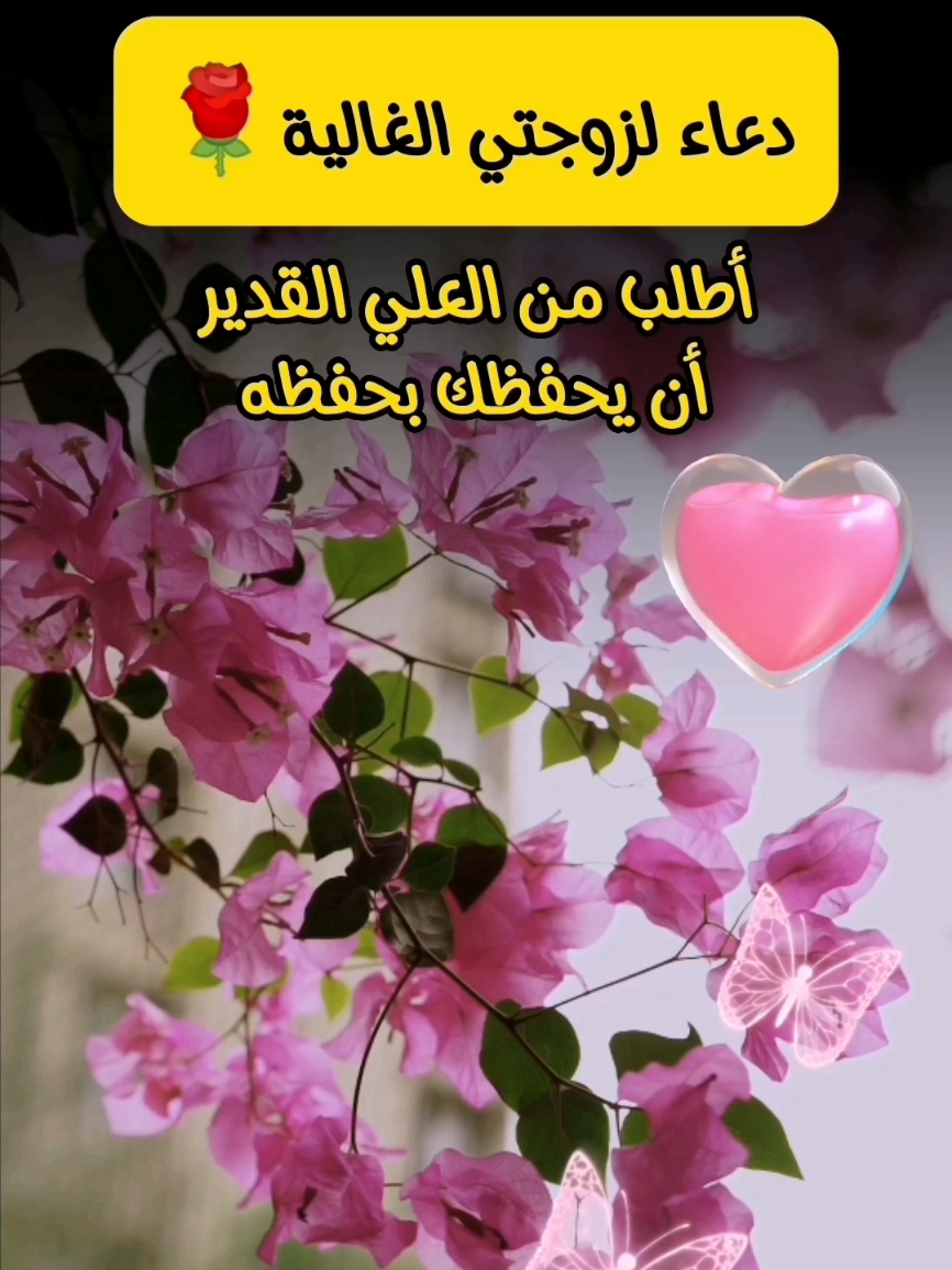 دعاء جميل لزوجتي 💗🤲 #الله #يارب❤️ #دعاء #زوجتي #حكم #fyp 