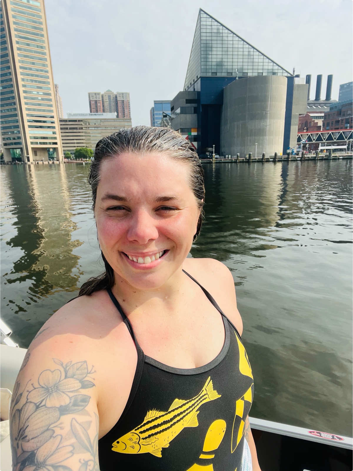 I went for a swim in Baltimore’s harbor yesterday! It was great training swim - around 4 miles zigzagging my way from Fort McHenry to Harborplace. Stopped in Fells Point to splash around with friends of Mr Trash wheel- which was just so fun!!  It was a beautiful morning & the water felt amazing! The views of Baltimore from the water are my absolute favorite. I even saw a cownose stingray swim under me!! So cool. Big shout out to Freedom Boat Club for safety support! 💙 This swim was a big show of support & gratitude to the successful clean up efforts after the diesel fuel spill. Thanks to a swift & collaborative effort from Baltimore city, the state of MD, the dept of the environment, emergency services, and so many organizations- that incident was quickly contained and successfully cleaned up. Spills and leaks happen, especially in urban waterways, but it’s thanks to the work of so many orgs that our waterways can recover. Swims like this one are also possible after a decades-long effort to make Baltimore’s harbor healthier. I’m proud to partner with Waterfront Partnership of Baltimore, who has been caring for our waterfront for 20 years! Through their healthy harbor initiative and in partnership with the ZooQuatic Lab in Baltimore, they are testing the water 5 days a week & analyzed according to the EPA's Recreational Water Quality Criteria. Yay science! It’s truly an exciting milestone that our harbor is meeting the same standards as all swimming beaches in maryland. We still have a lot of work to do to continue to make Baltimore’s harbor healthier, but I am incredibly proud and honored to celebrate that continued effort. Baltimore, I love you. 🖤💛  #baltimore #baltimoreharbor #swimmablecities #patapscoriver #chesapeakebay #openwaterswimming #swimkatie 