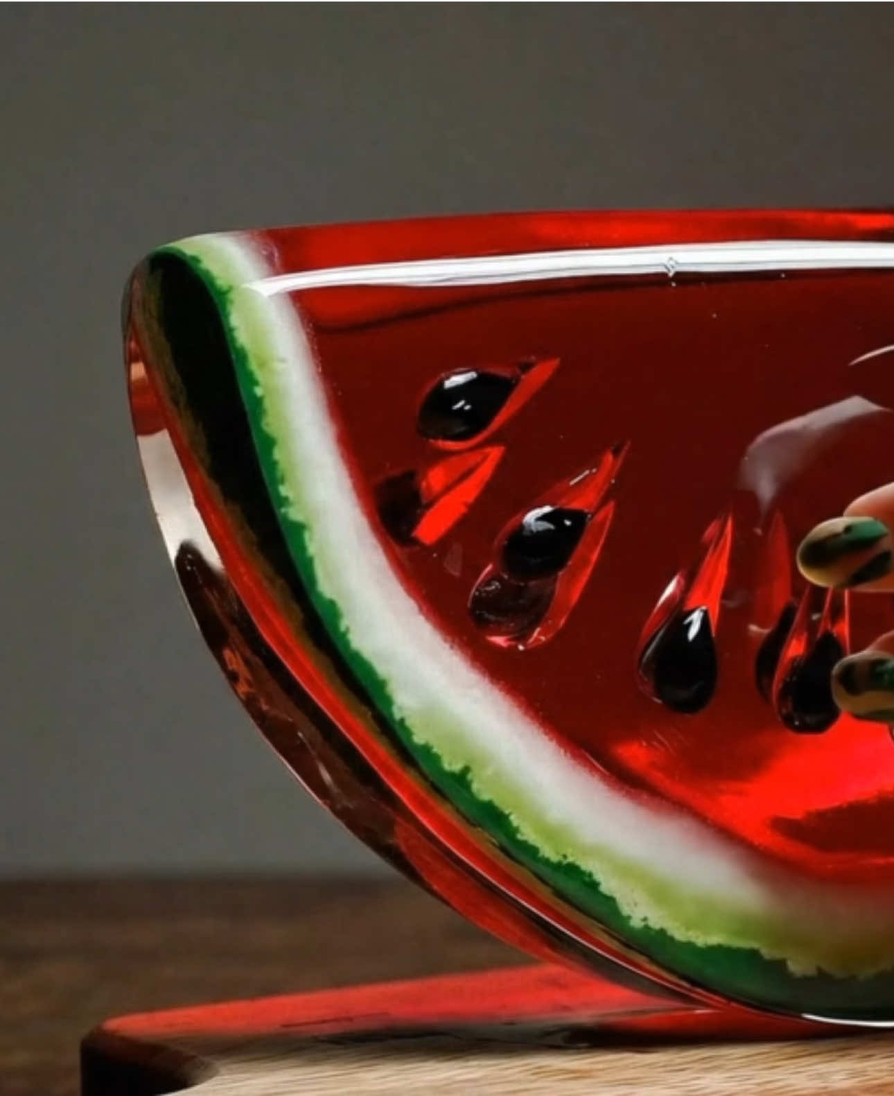 Cutting glass fruit #asmr #satisfying #asmrsounds #fruit #gold #ai #aiartist #glass #watermelon #nail #nailart 