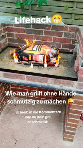 Lifehack! Wie man Grill anschneißt ohne seine Hände schmutzig zu machen 😜 #germany #grillen #LifeHack #humor #entspannen #grillparty 
