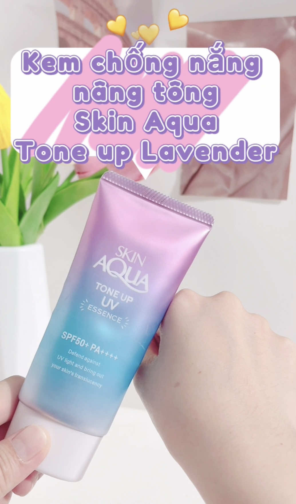 Kem chống nắng nâng tông Skin Aqua Tone up Lavender cho da tối màu & da vàng, dạng tinh chất Sunplay Skin Aqua Tone Up UV Essence Lavender SPF 50+ PA++++ 50g#kemchongnangnangtone #kemchongnangkiemdau #kemchongnang #skinaqua #skincare #toneup #xuhuongtiktok #viral 