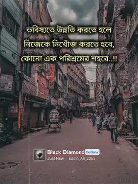 #ভবিষ্যতে উন্নতি করতে হলে নিজেকে নিখোঁজ করতে হবে, কোনো এক পরিশ্রমের শহরে..!! #foryou #foryoupage #tiktok #status #black_diamond 