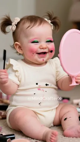 Cute baby doing makeup 😂#cutebaby #cute #babylove #babymakeup #beautymakeup #funnybaby #funnymoments #fyp #ai 