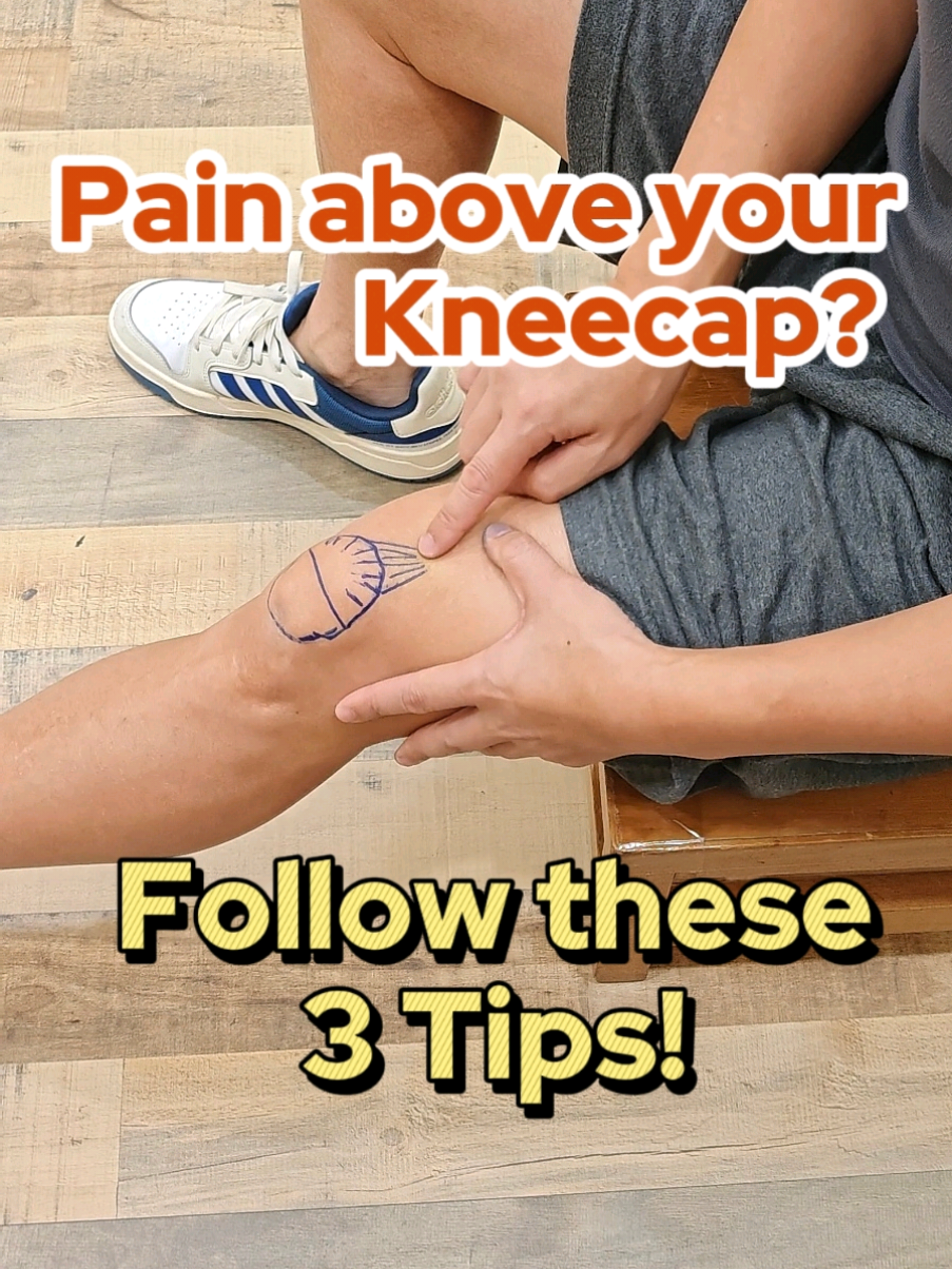 Pain above your kneecap? Try these 3 tips! #chondromalaciapatella #patellofemoralpainsyndrome #patellapain #kneecappain #physioleslie 