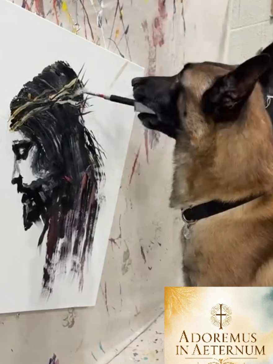Um cachorro pintou Jesus Cristo. #jesus #catolicos #fyp 