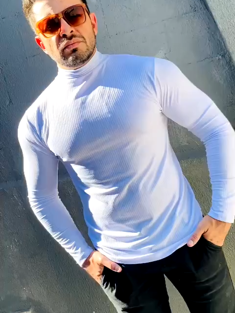 Blusa Cacharrel Masculina Canelada Gola Alta Malha Premium