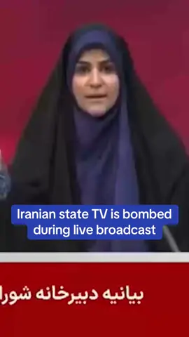 This is the moment Iran's state broadcaster came under attack while broadcasting after Israel warned the country's television and radio was 'about to disappear'. Read the full story on DailyMail.com #news #breakingnews #tv