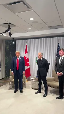 BREAKING: President Donald J Trump meeting with the Canadian Prime Minister this morning in Kananaskis, Canada for the G7 Summit! @potus @whitehouse @teamtrump @trumpwarroom @whitehouse @g7 📸: @margomartin 🇺🇸🇺🇸🇺🇸