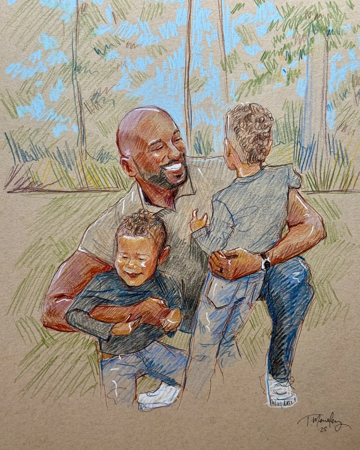 Some sweet Father’s Day commissions were gifted this year! 🥰❤️✨🎨 #fathersdaygift #customart #fatherhood #fatherson #dads #tylerdarlingart #houstonartist