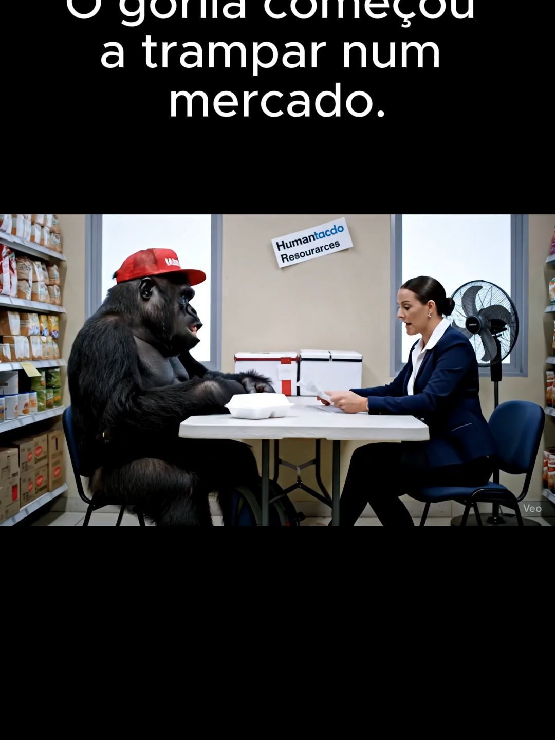 O gorila começou a trampar num mercado