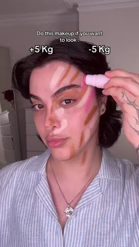 +5kg vs -5kg with makeup! One side is more youthful and plump while the other is more snatched and lifted giving a slimmer appearance! Which one do you prefer? 💜 @Fenty Beauty  @Makeup Revolution  @Huda Beauty  @MaybellineUK  #makeuptips #makeuphacks #makeuptutorial 