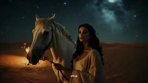 في قلب ليلٍ ساكنٍ، حيث لا يُسمع سوى همس الريح ولمعان نجومٍ بعيدة، جلست مُهره أمام النار، تتأمل اللهيب كأنها تبحث فيه عن أجوبة ضائعة، كانت عيناها الواسعتان الحالمتان، معلقتين في الأفق المظلم، وكأنها ترى فيه صورة حلمٍ طال انتظاره، اشتياقها كان أعمق من صمت الصحراء من حولها، ينهش روحها برقةٍ موجعة، تتساءل في سرّها، كم من الطرق عليَّ أن أسلك؟ كم من الليالي سأظلُّ أراقب النجوم حتّى تشرُق شمسي؟ #نص_زاهية  #Ai #artist #artificialintelligence  #funny #china #الذكاء_الاصطناعي 