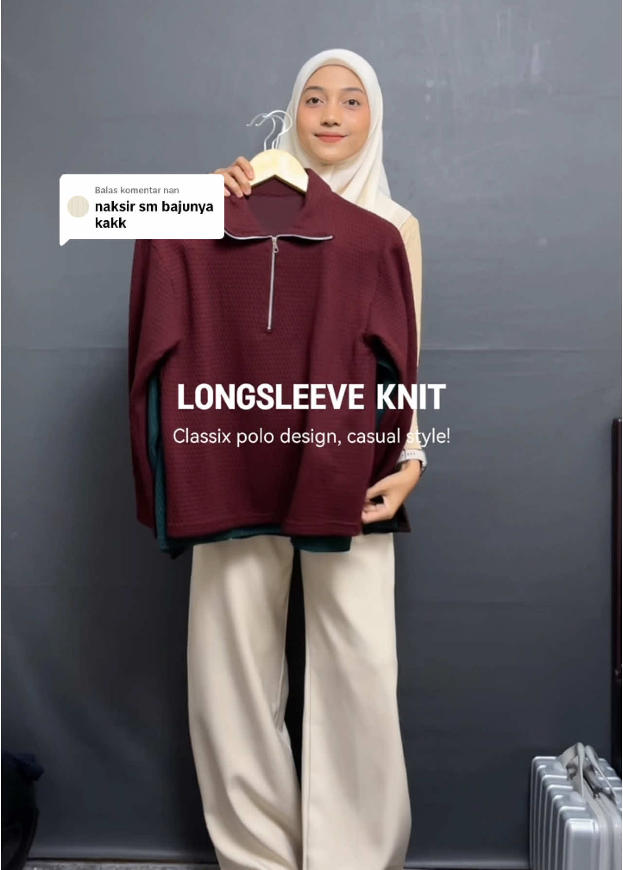Membalas @nan longsleeve vina top model polo classix, emang secakep itu😍😋🥰 #longsleeve #atasanknit #longsleevetop 
