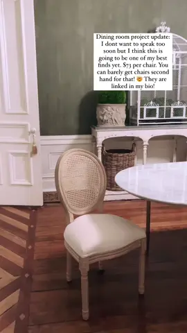 We are hard at work in the dining room on our little refresh and my vision and unnecessary (but also necessary) project is coming to life! I don’t want to speak too soon but I think these chairs are going to be one of my best finds yet. $73 per chair. You can barely get chairs second hand for that! 🤯 I didn’t want to wait until the end of this project to share these beautiful French cane back chairs with you! They are too good of a find and price! They are linked in my bio! 🪑 #theironvictorian #amazondeals