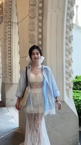 Set Áo Sơ Mi Phối Ren Trắng Chân Váy Ren Dài Xòe Đi Biển Váy Ren Dáng Dài Vintage✨✨#thoitrangnu #xuhuong #setdoxinh #fyp 