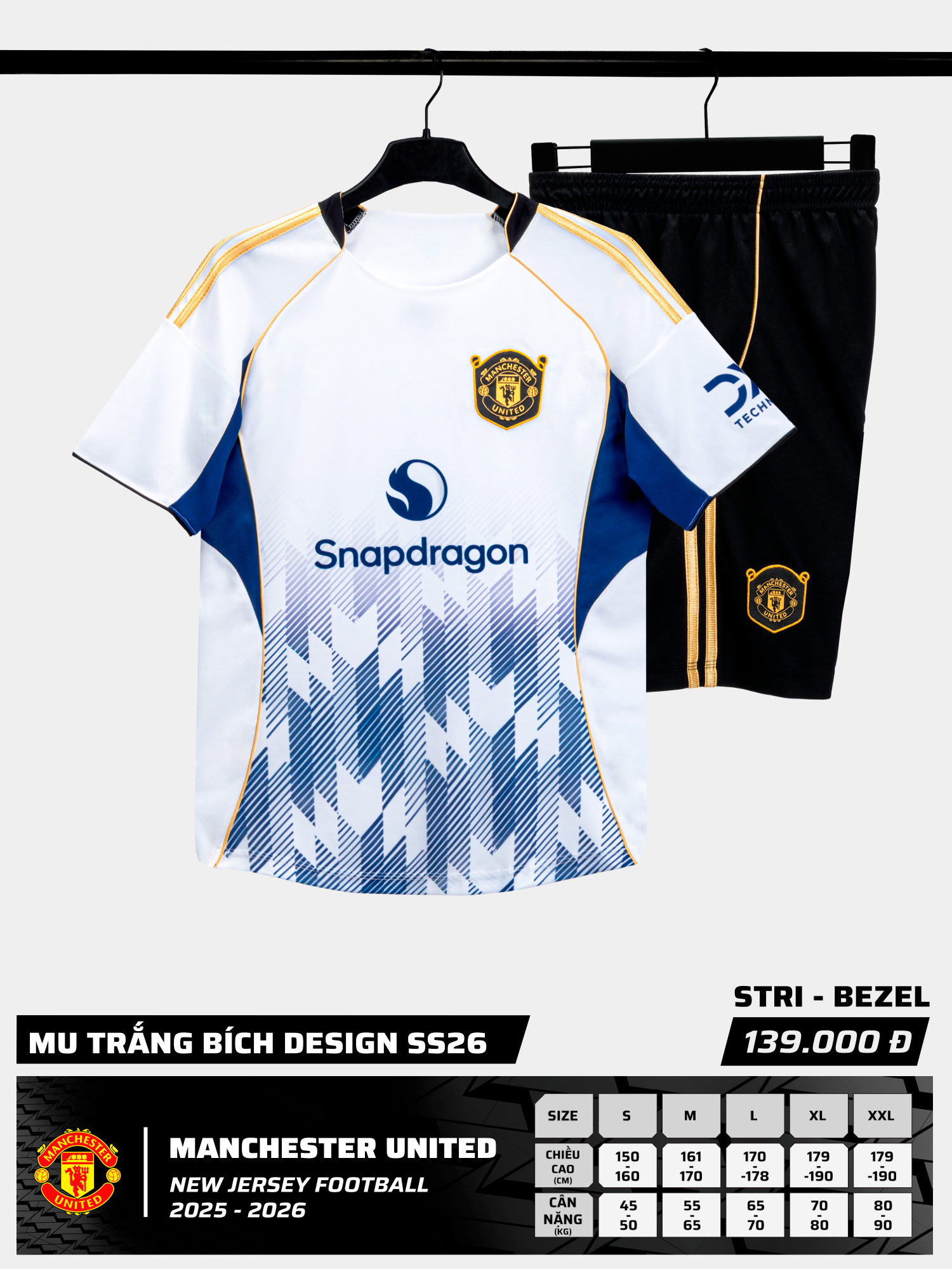 Bộ Quấn Áo Bóng Đá Strivend MU Trắng Bích Design SS26 #strivend #quanaobongda #aobongda #aobongdadep