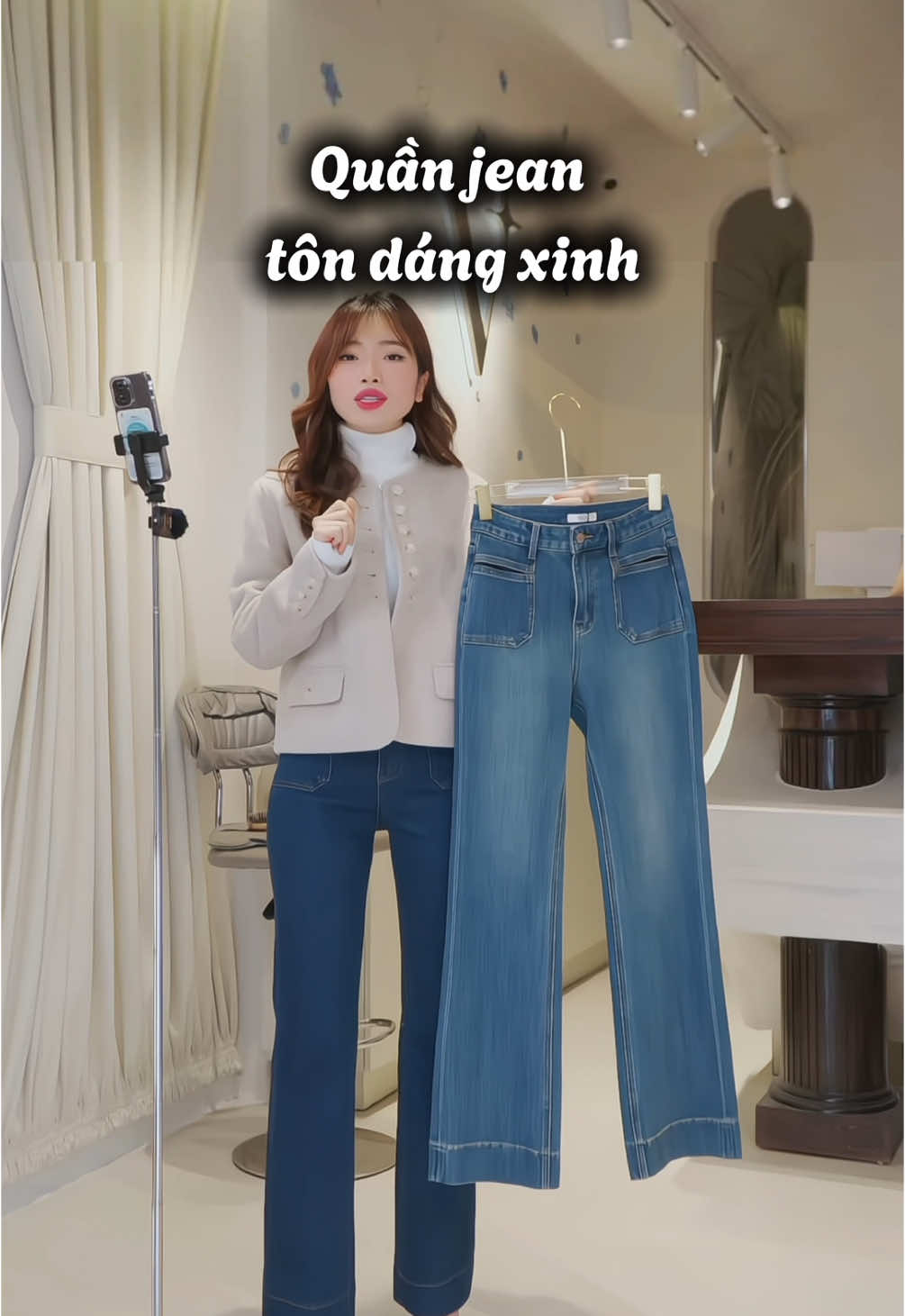 Quần jean tôn dáng xinh 💃 #telinh #tetelinh #BeautyTok #GocLamDep #fyp #ReviewLamDep #LearnOnTikTok #thoitrang