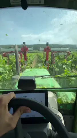 Efficient and precise, speeding through the vines with mechanical leaf trimming. Enhancing canopy structure to improve light exposure, airflow, and fruit quality. A key operation in modern vineyard management. 🎥@domaine_la_noureille  . . . . . #thewinecrate #viticulturelife #viticulture #vineyardlife #vineyardviews #instawine #winemakerslife #fendt #fendtpower 