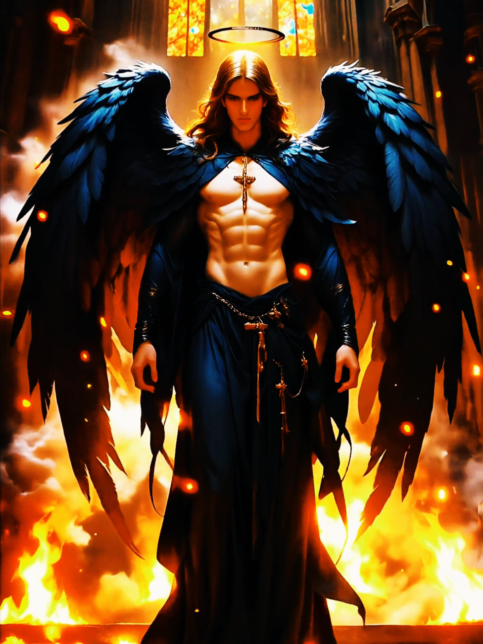 A divine being… fallen or chosen ? 🔥🪽 This 4K live wallpaper brings the dark angel down from heaven in power and flames 🪽🔥 #creatorsearchinsights #livewallpaper #livewallpapers #4klivewallpaper #angel #darkangel #fallenangel #heaven #devine #flames #power #ai #videoviral #fyp #fyi 
