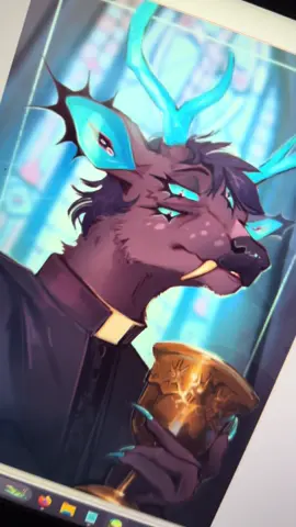 A portrait commissioned for @CryptidJak ✨💜 from the very lovely @Beaumont ! I always enjoy getting the chance to draw other priest characters. 🖤   #furryfandom #furryartist #furry #art #artprocess #digitalart #artistsoftiktok 