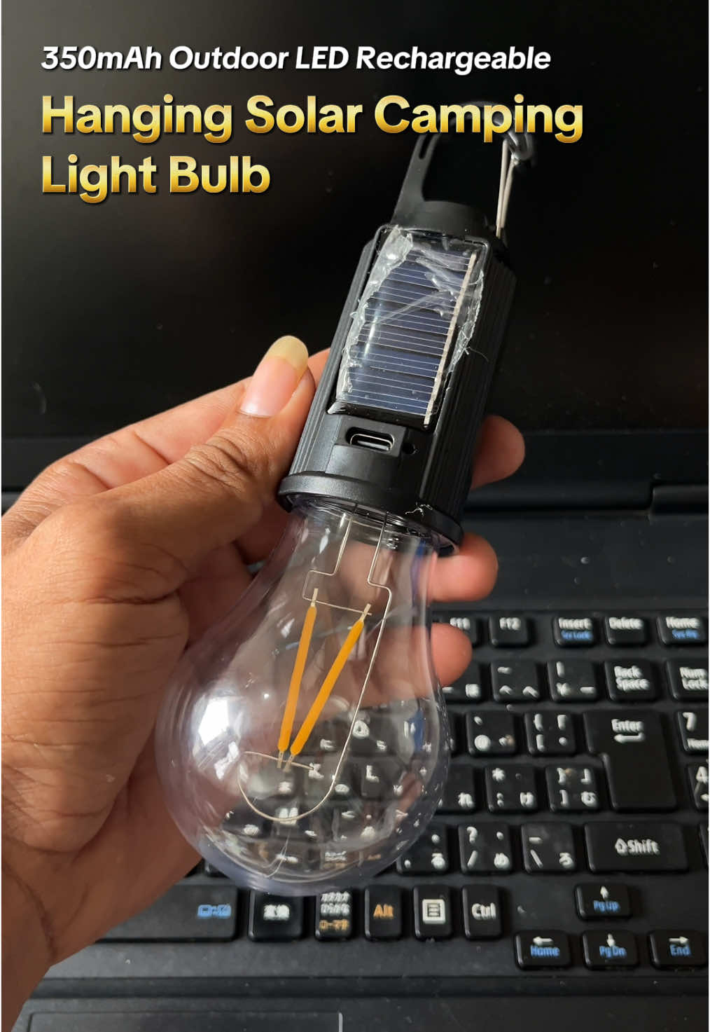 350mAh Outdoor LED Rechargeable Hanging Solar Camping Light Bulb #lightbulb #campinglight #solarlight 