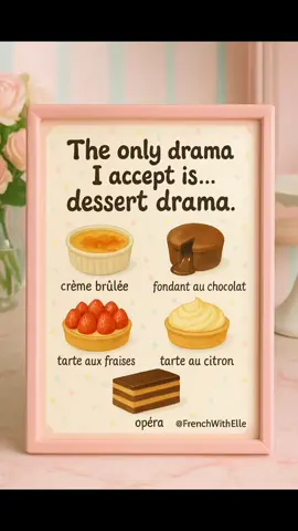 The ONLY kind of drama I want… is dessert drama 😌🍰 which to pick..? 🤷‍♀️ Crème brûlée ou fondant au chocolat… which would you pick? ✨💕🇫🇷 #frenchdesserts #frenchfood #speakfrench #frenchculture #travelfrance 