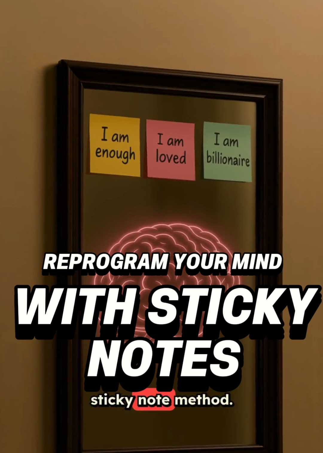 Reprogram Your Mind with Sticky Notes. Here is how #reprogramyourmind #consciousnesshack #subconsciousmind #mindsetshift #reprogramming #manifestation #neuroscience #positivemindset #mentalhealthtips #selfgrowth  #creatorsearchinsights 