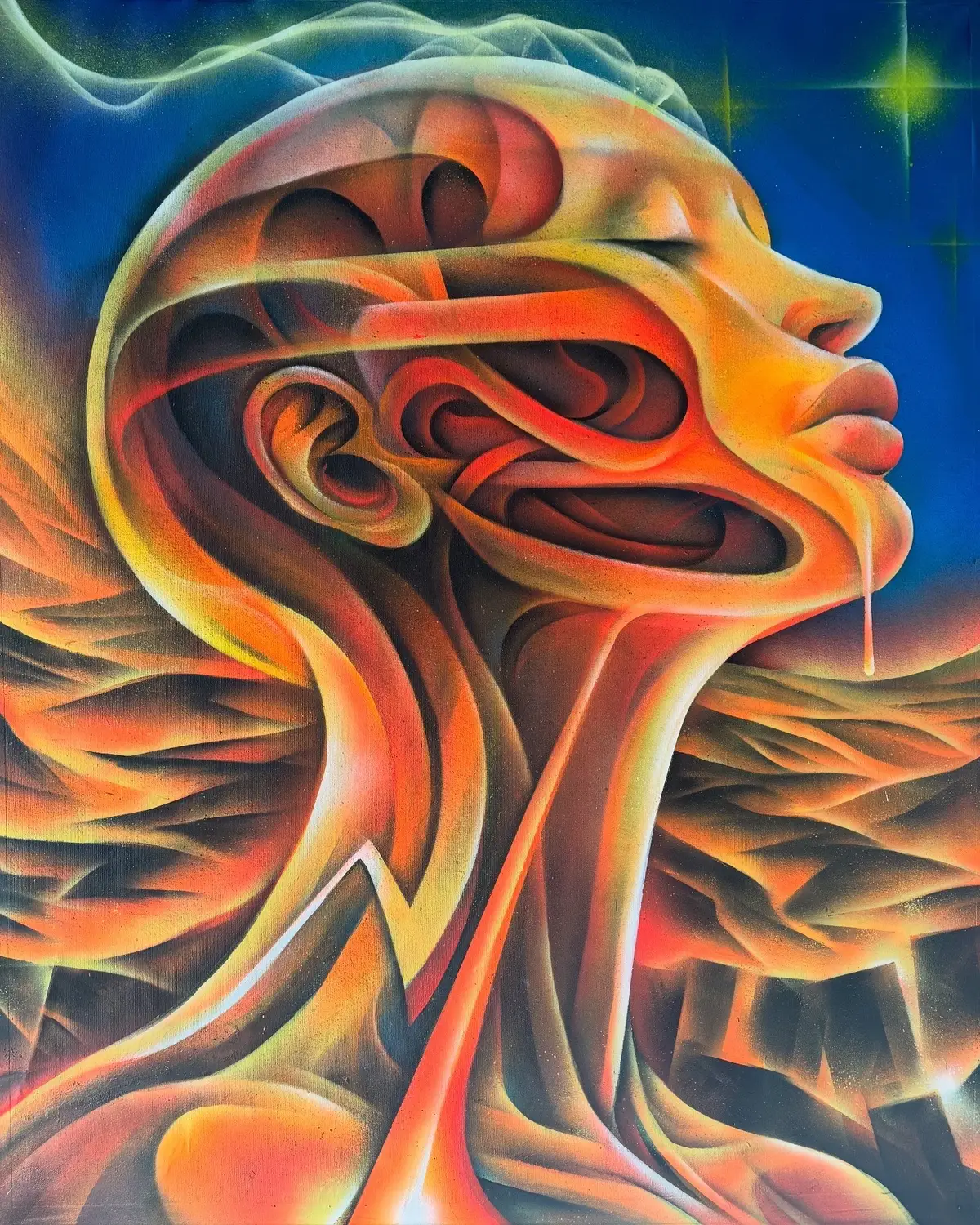 Emergence (spraypaint on canvas, 36” x 44”)