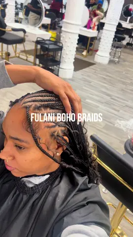 FOUR HOURS for Fulani Boho Knotless Braids?! 😮‍💨🔥 This is your sign to go to Rama's Beauty - 24 Hour Braiding Shop in Harlem, NY - Style: Fulani Boho Knotless Braids - $180 [any size & length] with braiding hair included - Curly pieces are $20-$60 extra - No appointmet needed, walkins and appointments accepted 📍Salon 4 @RamaBeauty  10 E 125th St #fulanibraids #fulani #bohobraids #bohoknotlessbraids #180braids  #knotlessbraids #fyp #ramabeauty #nyc #africanbraids #braidstyles #fulanibraidsstyle #harlembraider  #nycsalon #harlem