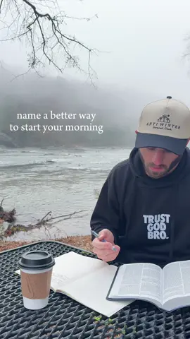 What would you add? What something you love doing in the morning?  • • #bible #bibleverse #bibleversedaily #trustgod #trustgodbro #christian #fyp #atlanta #river #faith #morningroutine #read 