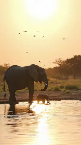 Elephant Family by Watering Hole 🩶 #elephants #aivideo 