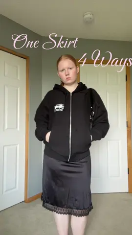 one skirt, four ways ✨ i love the graphic tee look with the slip skirt 🤌 #fashion #OOTD #outfits #pinterest #pinterestoutfit #beauty