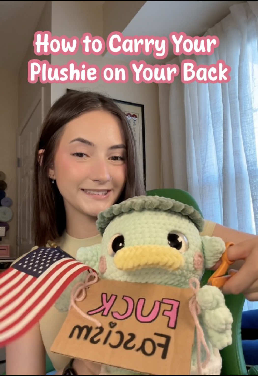 This is how I made my sling/backpack contraption to carry my crochet plushie on my back! 💕 Hopefully this is understandable LOL… or at least gives you a good idea of the layout since it would most likely need to be modified to your particular plushie anyways!  #crochet #crochetersoftiktok #crochettok #crochettiktok #amigurumi #crochettutorial 