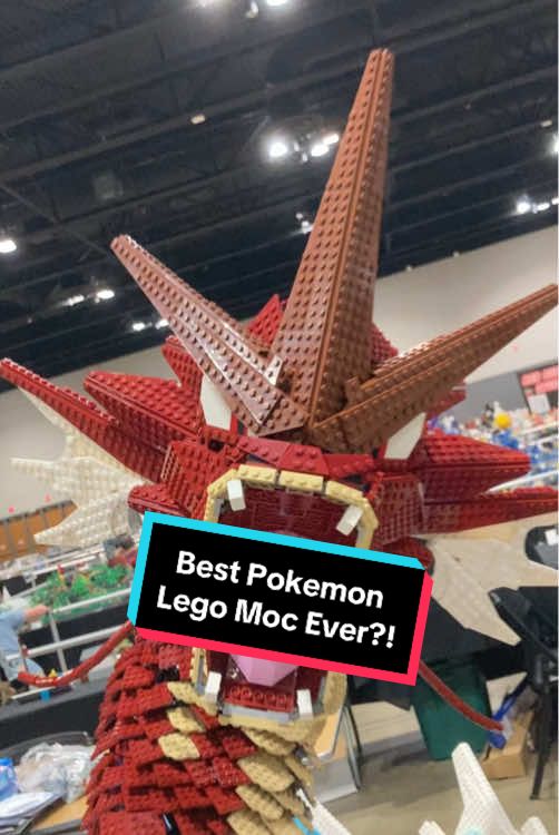 Amazing Lego moc of the Red Gyarados by Zane Houston aka @Zanebuilds called “Thrash” at Chicago Brickworld!!! #afol #lego #legomoc #legotiktok #pokemontiktok #pokemongo #pokemon #red #gyarados #brickworld 