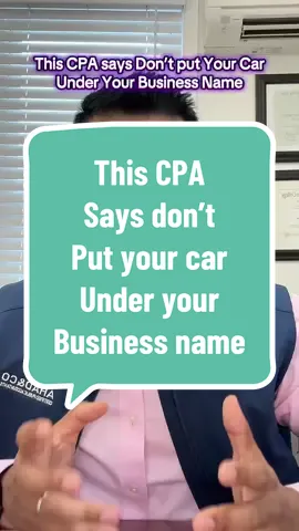 This CPA says Don’t put Your Car Under Your Business Name  #businesscar #businessvehicle #tax #taxes #taxdeductions #taxwriteoff #cpa #taxexpert #carwriteoff #businessowner   #TikTokLearningCampaign #Entrepreneur 