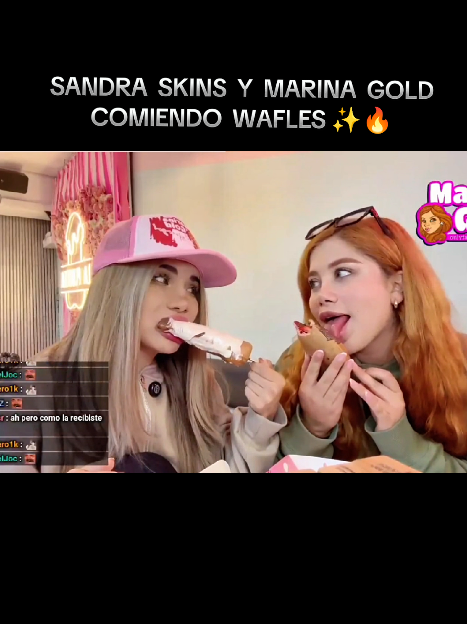 Sandra Skins y Marina Gold comiendo waffles, #sandraskins #sandraskinsclips #sandraskins_fans #viralvideos #tiktokviral #marinagold #waffles @Sandra Skins @Marina Gold 👩🏼‍🦰 